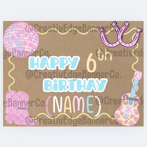 Pastel Cowgirl Birthday Banner Template